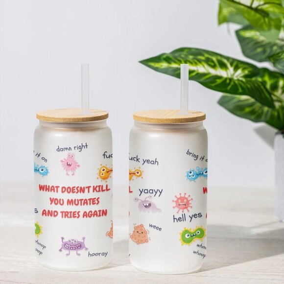 What Doesn't Kill You Mutates And Tries Again, Virus Frosted Tumbler - Picture 4 of 4